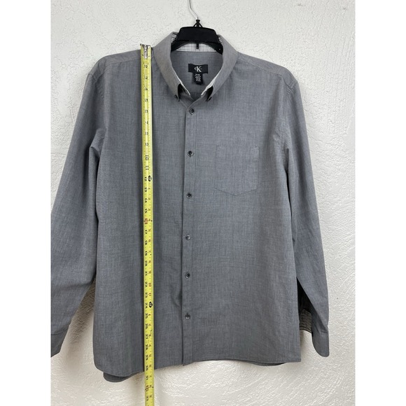 Calvin Klein Shirt Mens XL Gray Long‎ Sleeve Button Down Casual Work Dress - Picture 3 of 10
